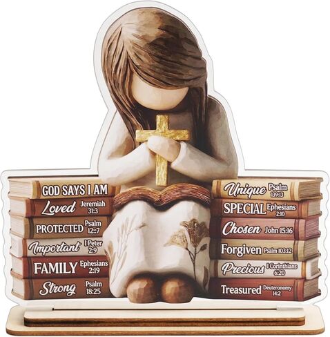 Christian Gifts for Women, Bible Verse Desk Decor, God Says I Am Decorative Sign, Inspirational Religious Tabletop Plaque for Office Desk, Home, Prayer Room, Christian Gift for Mom Daughter Teen Girls in Saudi Arabia
