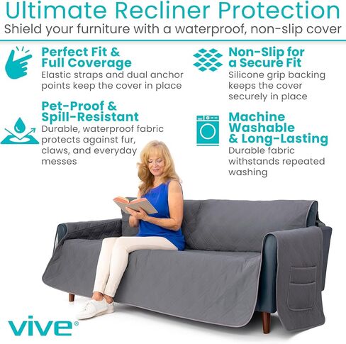 SURES Waterproof Sofa Chair Covers - Lazy Boy Armchair Slipcover, Stay in Place for Pets - Seat Covering for Electric Reclining Couch with Arms - Protector for Leather, Washable - for Incontinence in Saudi Arabia