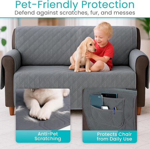SURES Waterproof Sofa Chair Covers - Lazy Boy Armchair Slipcover, Stay in Place for Pets - Seat Covering for Electric Reclining Couch with Arms - Protector for Leather, Washable - for Incontinence in Saudi Arabia