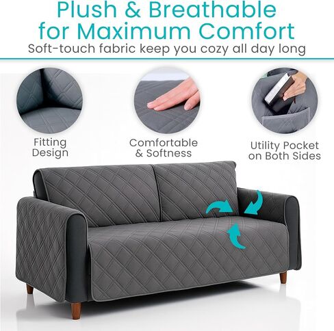 SURES Waterproof Sofa Chair Covers - Lazy Boy Armchair Slipcover, Stay in Place for Pets - Seat Covering for Electric Reclining Couch with Arms - Protector for Leather, Washable - for Incontinence in Saudi Arabia