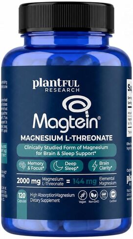 Magnesium L-Threonate Supplement 2000mg Per Serving – Clinically Studied Brain Magnesium for Memory, Focus & Sleep Support – 144mg Elemental Magnesium – Vegan Capsules – 120 Capsules in Saudi Arabia