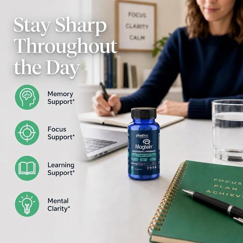 Magnesium L-Threonate Supplement 2000mg Per Serving – Clinically Studied Brain Magnesium for Memory, Focus & Sleep Support – 144mg Elemental Magnesium – Vegan Capsules – 120 Capsules in Saudi Arabia