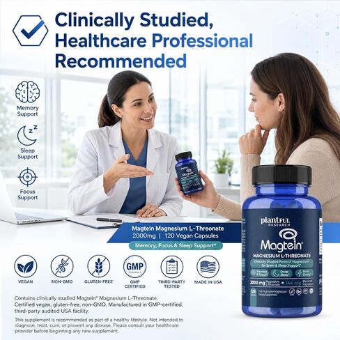 Magnesium L-Threonate Supplement 2000mg Per Serving – Clinically Studied Brain Magnesium for Memory, Focus & Sleep Support – 144mg Elemental Magnesium – Vegan Capsules – 120 Capsules in Saudi Arabia