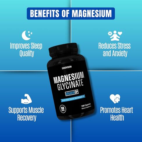 Ekkovision Magnesium Glycinate by Ekko x HigherUp, Highly Bioavailable Magnesium Supplement for Men & Women with Glycine for Relaxation, Sleep and Overall Wellness, Gentle on Stomach, 90 Capsules in Saudi Arabia