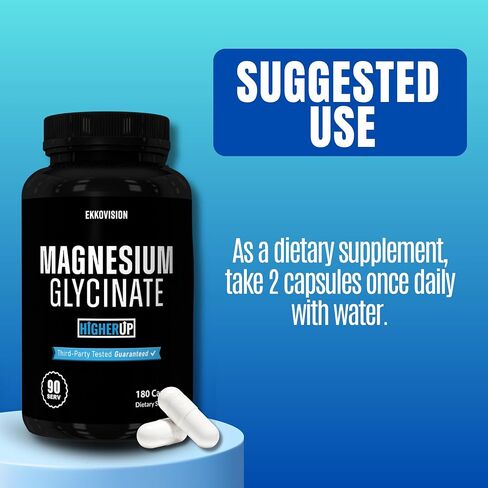 Ekkovision Magnesium Glycinate by Ekko x HigherUp, Highly Bioavailable Magnesium Supplement for Men & Women with Glycine for Relaxation, Sleep and Overall Wellness, Gentle on Stomach, 90 Capsules in Saudi Arabia