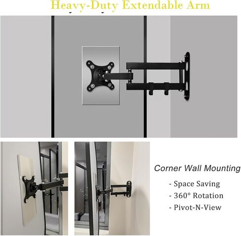 20x27.5in Rectangular Pivot Corner Mirror Bathroom,with Brushed Metal Frame, Swivel Extendable Arm, Rotating Tilting Corner Vanity Mirror, Vertical and Horizontal (Black) in Saudi Arabia