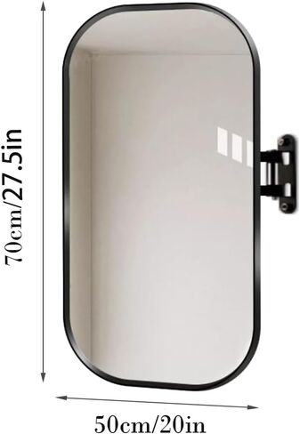 20x27.5in Rectangular Pivot Corner Mirror Bathroom,with Brushed Metal Frame, Swivel Extendable Arm, Rotating Tilting Corner Vanity Mirror, Vertical and Horizontal (Black) in Saudi Arabia