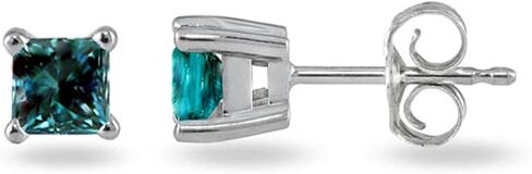 1/4ct Princess Cut Blue Diamond Earring Studs in 14K Gold in Saudi Arabia