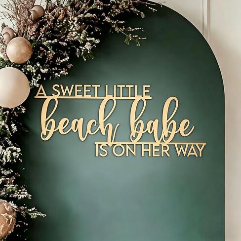 A Little Beachs Babe is on the Way for Backdrop,Wooden Beach Themed Newborn Baby Welcome Party for Beach Babe Baby Shower Decorations,Gender Reveal Decor Supplies in Saudi Arabia