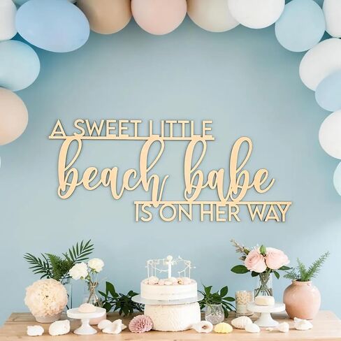 A Little Beachs Babe is on the Way for Backdrop,Wooden Beach Themed Newborn Baby Welcome Party for Beach Babe Baby Shower Decorations,Gender Reveal Decor Supplies in Saudi Arabia