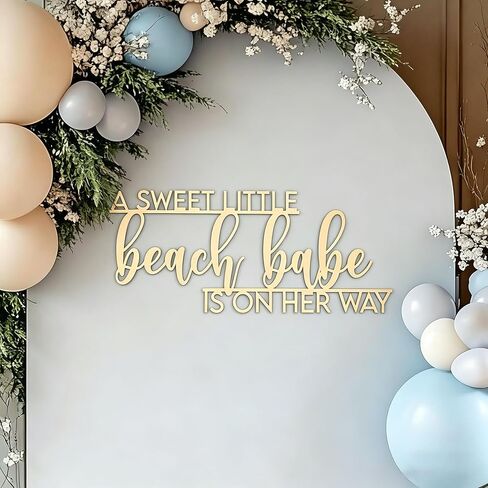 A Little Beachs Babe is on the Way for Backdrop,Wooden Beach Themed Newborn Baby Welcome Party for Beach Babe Baby Shower Decorations,Gender Reveal Decor Supplies in Saudi Arabia