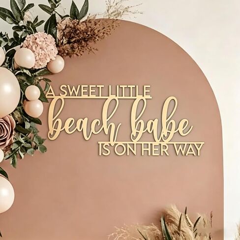 A Little Beachs Babe is on the Way for Backdrop,Wooden Beach Themed Newborn Baby Welcome Party for Beach Babe Baby Shower Decorations,Gender Reveal Decor Supplies in Saudi Arabia