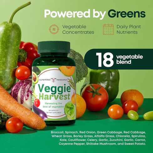 Fruits and Vegetables Supplements – 2 Pack Combination Fruit & Veggies Supplement – Whole Food Vitamins & Minerals for Adults – Superfood Veggie Vitamins for Adults (180 x 2, 360 Ct) in Saudi Arabia