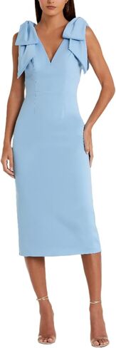Mac Duggal Bow Strap Crepe Fitted Midi Dress in Saudi Arabia