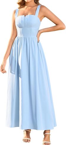 EYNMIN Floral Maxi Corset Wedding Guest Dresses for Women 2026 Summer Spring Smocked Long Flowy A Line Milkmaid Dress in Saudi Arabia