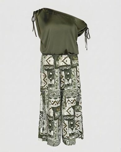 CHICME Women Summer 2 Piece Outfits Cold Shoulder Top Floral Print Wide Leg Pants Sets Travel Vacation Matching Set in Saudi Arabia