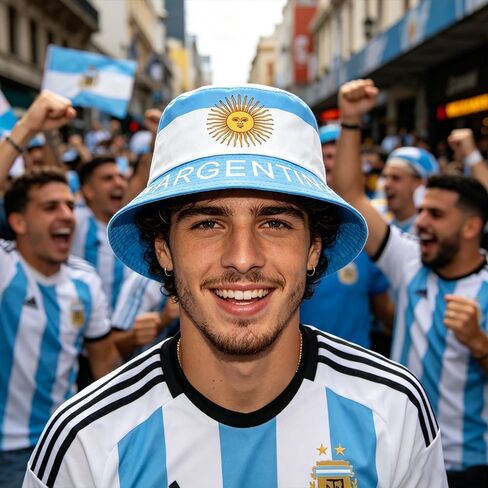 Argentina Flag Bucket Hats,Fashion Sun Cap, Packable Outdoor Mexico Fisherman Hat World Up for Women Men 22-22.8 Inch Head Circumference in Kuwait