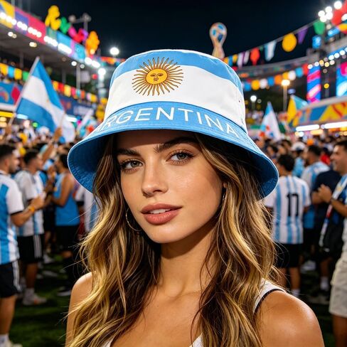 Argentina Flag Bucket Hats,Fashion Sun Cap, Packable Outdoor Mexico Fisherman Hat World Up for Women Men 22-22.8 Inch Head Circumference in Kuwait