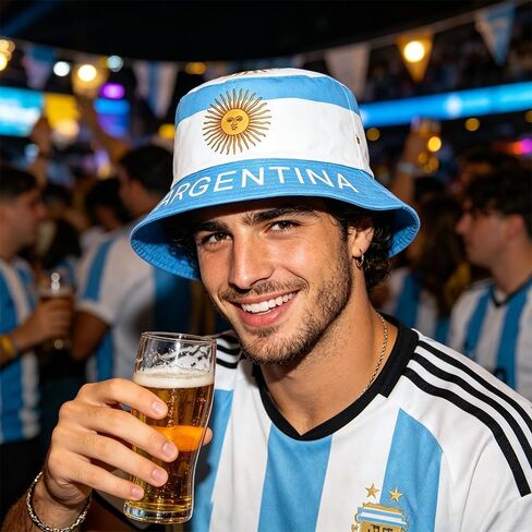 Argentina Flag Bucket Hats,Fashion Sun Cap, Packable Outdoor Mexico Fisherman Hat World Up for Women Men 22-22.8 Inch Head Circumference in Kuwait