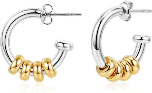 Chunky Gold Hoops Earrings for Women 18K Gold Plated Thick Circle Open Hoop Earring 925 Sterling Silver Post Non Tarnish Trendy Statement Earrings Jewelry Gifts for Women in Saudi Arabia