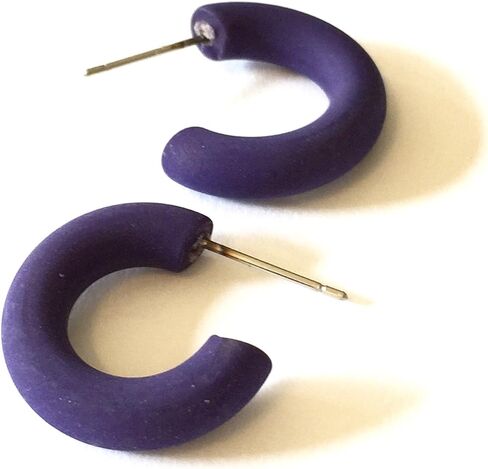 Navy Blue Matte Lucite Hoop Earrings | Vintage Secretary Hoops - SEC-BL-1 in Saudi Arabia
