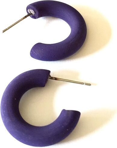 Navy Blue Matte Lucite Hoop Earrings | Vintage Secretary Hoops - SEC-BL-1 in Saudi Arabia