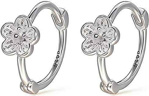 925 Sterling Silver Flower Hoop Earrings for Women Teens Flower Huggie Earrings Summer Hypoallergenic in Saudi Arabia