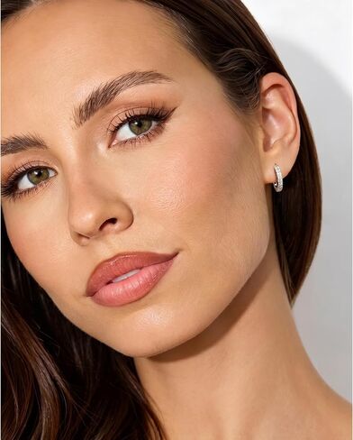 RANKEEF Small Rhinestone Hoop Earrings 925 Silver Everyday Cartilage Hoops Hypoallergenic Dainty 14K Gold Plated Huggie Sparkle Double Row Cubic Zirconia Hoop Earrings 10/15/20/25mm in Saudi Arabia