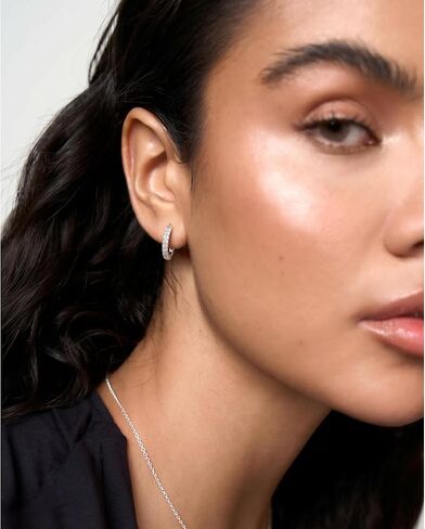 RANKEEF Small Rhinestone Hoop Earrings 925 Silver Everyday Cartilage Hoops Hypoallergenic Dainty 14K Gold Plated Huggie Sparkle Double Row Cubic Zirconia Hoop Earrings 10/15/20/25mm in Saudi Arabia