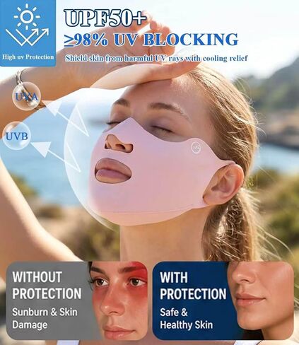 UV Face Mask UPF50+ Sun Protection, Cooling Breathable Face Cover for Women Men, Summer Outdoor Sports Half Mask in Saudi Arabia