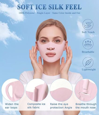 UV Face Mask UPF50+ Sun Protection, Cooling Breathable Face Cover for Women Men, Summer Outdoor Sports Half Mask in Saudi Arabia