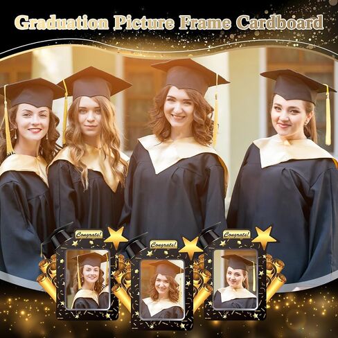 10 Pcs 2026 Graduation Paper Picture Frames 4 x 6 Inches Graduation Photo Frames with Easel 4x6 Congrats Grad Class of 2026 for Graduates Classroom, Black and Gold in Saudi Arabia