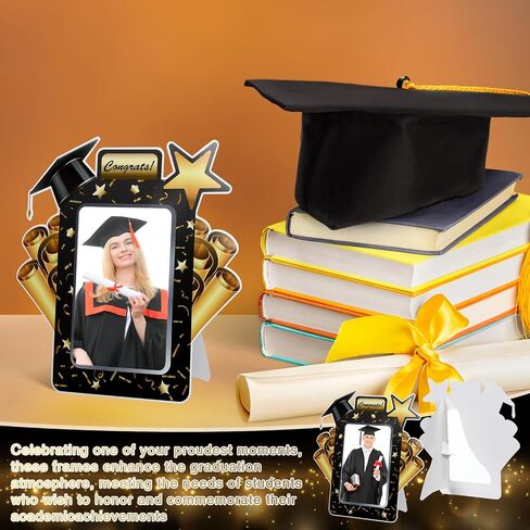 10 Pcs 2026 Graduation Paper Picture Frames 4 x 6 Inches Graduation Photo Frames with Easel 4x6 Congrats Grad Class of 2026 for Graduates Classroom, Black and Gold in Saudi Arabia