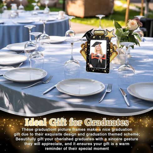 10 Pcs 2026 Graduation Paper Picture Frames 4 x 6 Inches Graduation Photo Frames with Easel 4x6 Congrats Grad Class of 2026 for Graduates Classroom, Black and Gold in Saudi Arabia