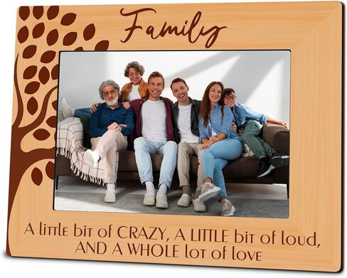 Family Wooden Frame Suitable For 5x7 Inch Photo - Minimalism Family Member Picture Decor - Modern Farmhouse Home Tabletop Shelf Display Picture Frame - Housewarming Family Keepsake Gift - A05 in Saudi Arabia