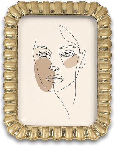 Afuly 5x7 إطار الصورة الذهب خمر إطار الصورة العتيقة الراتنج منحني 5 × 7 إطارات الصور الرجعية الجدار شنقا منضدية عمل فني صدف تصميم هدية لعائلة أمي الجدة in Kuwait