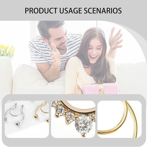 12 Pcs Fake Nose Ring Gold Septum Rings Set, Stainless Steel Fake Piercings Nose Ring Hoop Septum Piercing, for Women Men Non Piercing Noses Black Gold and Silver Noses Rings Accessories in Saudi Arabia