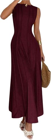 Floerns Women's Sleeveless Tank Dress Crew Neck A Line Evening Long Wedding Guest Dresses in Saudi Arabia