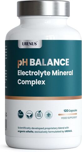 Urenus pH Balance Electrolyte Mineral Complex with Organic Alfalfa – Magnesium, Potassium, Calcium, Zinc, Vitamin C & Vitamin D3 – Electrolyte & Mineral Supplement – 120 Capsules in Saudi Arabia