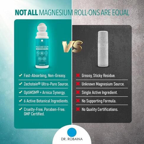 Dr. Robaina Magnesium Roll On – Zechstein Magnesium Chloride with Arnica & OptiMSM for Targeted Muscle Comfort, Active Recovery & Tired Feet, 3 oz in Saudi Arabia