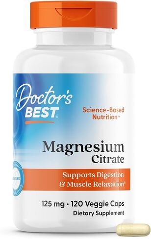 Doctor's Best Magnesium Citrate Supplement - Mag Citrate Caps 125 mg for Women & Men, Sleep & Calm Support for Adults, Occasional Constipation Relief, Non-GMO, Vegan, Gluten Free - 120 Veg Capsules in Saudi Arabia