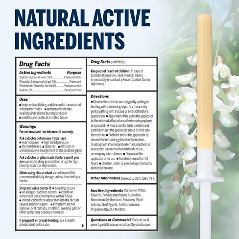 Ariella Hemorrhoid Treatment Suppository Gel: Natural & Herbal - Relieve Itching Burning Discomfort - Internal Relief - New Rounded Applicator - Nighttime Use (Pack of 12) in Saudi Arabia