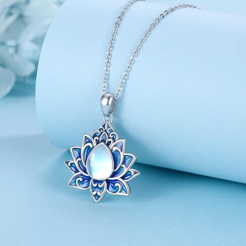Lotus Neckalce/Evil Eye Necklace 925 Sterling Silver Flower Yoga Necklace Protection Amulet Spiritual Jewelry for Women in Saudi Arabia