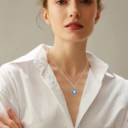 Lotus Neckalce/Evil Eye Necklace 925 Sterling Silver Flower Yoga Necklace Protection Amulet Spiritual Jewelry for Women in Saudi Arabia