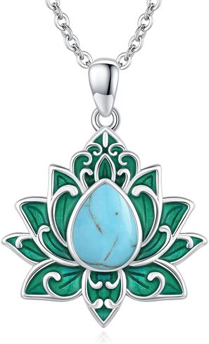 Lotus Neckalce/Evil Eye Necklace 925 Sterling Silver Flower Yoga Necklace Protection Amulet Spiritual Jewelry for Women in Saudi Arabia