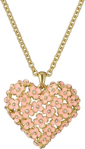 Ted Baker London Bonte Bouquet Heart Pendant Necklace for Women (Gold/Light Pink & Crystal) in Kuwait