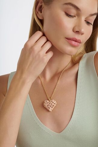 Ted Baker London Bonte Bouquet Heart Pendant Necklace for Women (Gold/Light Pink & Crystal) in Kuwait