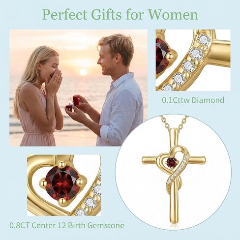 14K Gold Birthstone Cross Necklace for Women,Faith Jewelry Gift for women in Kuwait