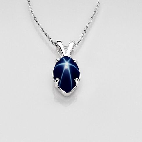 TSNjewelry Genuine Blue Star Sapphire Marquise Pendant in 925 Sterling Silver Handmade in USA in Saudi Arabia