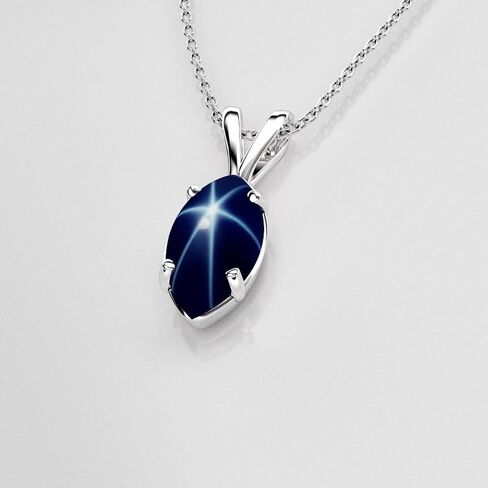 TSNjewelry Genuine Blue Star Sapphire Marquise Pendant in 925 Sterling Silver Handmade in USA in Saudi Arabia
